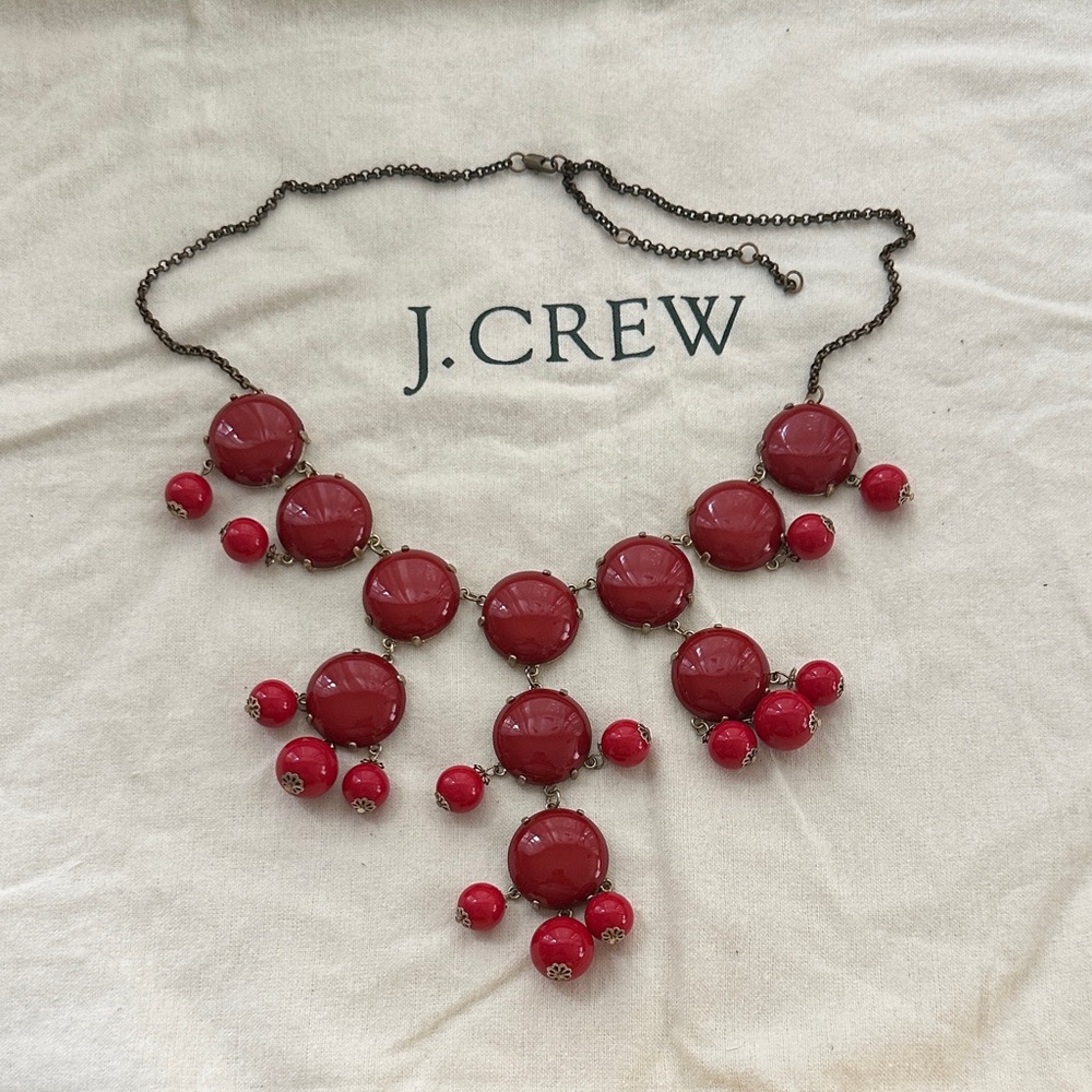 J. Crew Factory Bold Red Statement Necklace